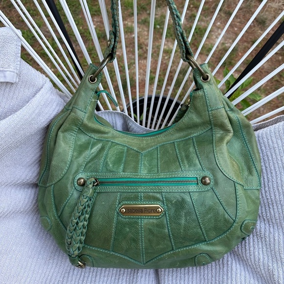 SOLD! Isabella Fiore Love Dove Tattoo Bag Green Leather Hand Painted Signed SOLD - Picture 9 of 14
